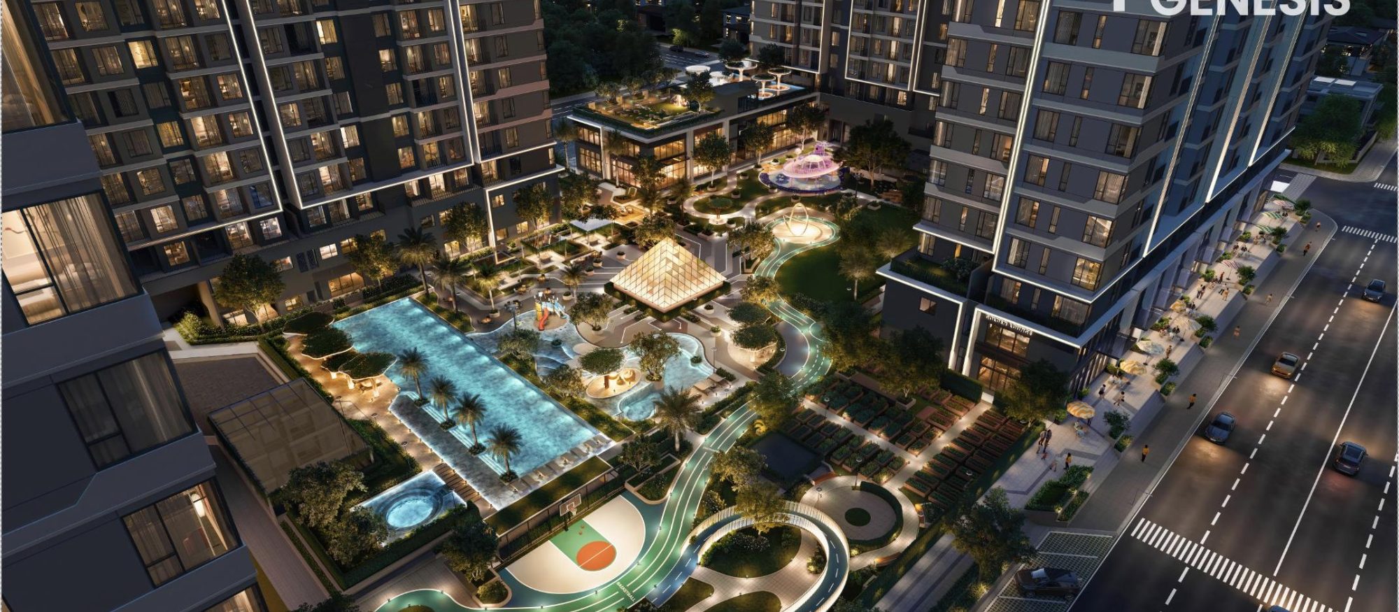 Phối cảnh tiện ích Compound Resort TT Genesis về đêm